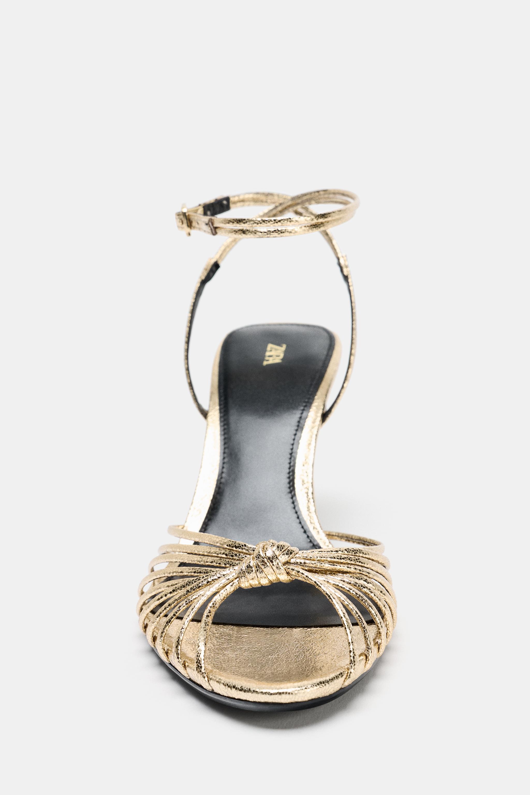 SANDALES À TALONS NŒUD MÉTALLISÉ